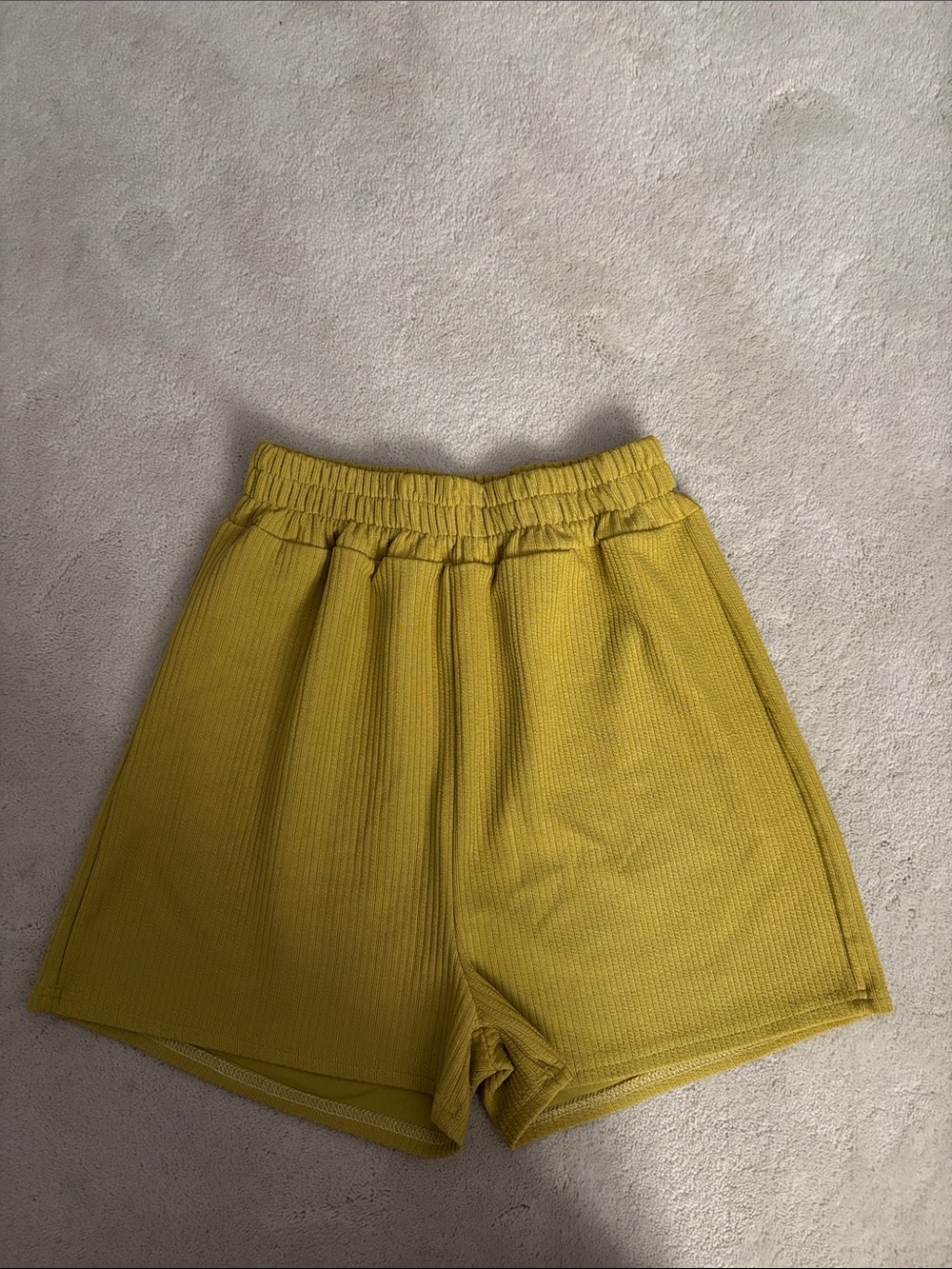 Ribbed Crop Tank and High-Waist Shorts Set - Mustard Yellow - Picture 3 of 3